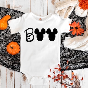 Mickey Mouse Halloween Boo Romper,  Mouse Ears Bodysuit, Baby&#39;s First Halloween, Halloween Cosume, Baby Gift