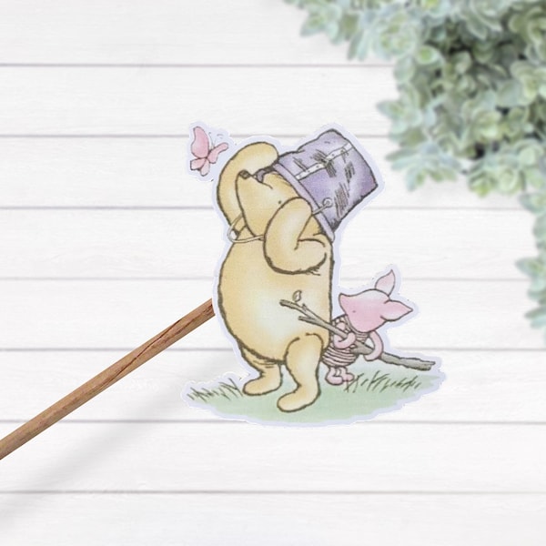 Vintage Style Winnie the Pooh and Piglet Waterproof Laminated Sticker,  Winnie the Pooh Nursery, Disneyland Fan, Cute Gift