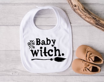 Baby Witch Bib with Flowers, New baby Gift, Mommy Witch Shower Gift