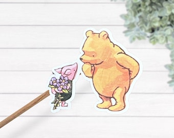 Piglet And Winnie The Pooh Thermal Laminated Waterproof Sticker, Baby Shower Gift