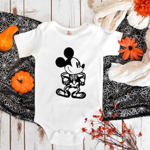 Mickey Mouse Skeleton Halloween Romper, MickeyMouse Bodysuit, Halloween Costume, Disney Baby, Baby&#39;s First Halloween