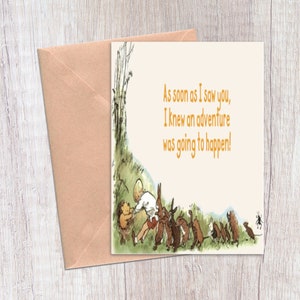 Estilo clásico Winnie the Pooh "Tan pronto como te vi, sabía que una aventura iba a suceder!" Tarjeta, tarjeta de ducha de Disney, Winnie The Pooh