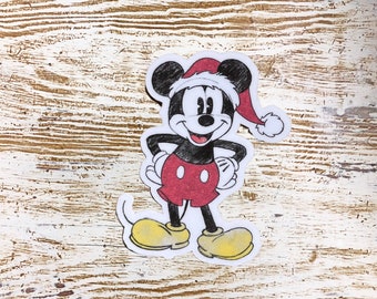 Christmas Mickey Mouse Waterproof Laminated Vinyl Sticker, Disney Christmas Sticker