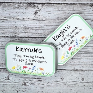 Tiny Tin Of Words personalizzato per nutrire l'anima di una madre, affermazioni positive dell'acquerello floreale per le mamme, regalo unico per la festa della mamma