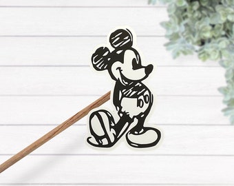 Handritat klistermärke med Musse Pigg, Disney-inspirerat vinylklistermärke med vattentät laminering, söt present. Laptopdekal