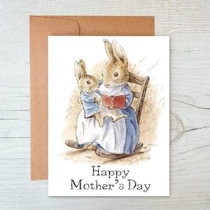 Tarjeta del Día de la Madre, Sea como sea la maternidad, es un milagro. Tarjeta de adopción de Peter Rabbit, Tarjeta de adopción en blanco por dentro, Mamá adoptiva