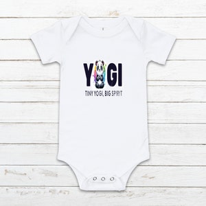 Yoga Yogi, Tiny Yogi, Big Spirit Baby Romper, Yoga Lovers Gift, Custom Panda Baby Bodysuit