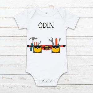 Tool Belt Onesie, Daddy&#39;s Helper Romper, Construction Worker, Carpenter Bodysuit, Father&#39;s Day Gift