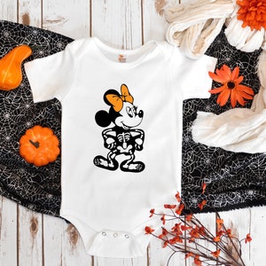 Minnie Mouse Skeleton Halloween Romper, Minnie Mouse Bodysuit, Halloween Costume, Baby&#39;s first Halloween