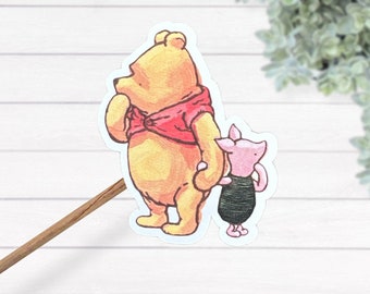 Winnie The Pooh And Piglet Thermal Laminated Waterproof Vinyl Sticker, Baby Shower Gift