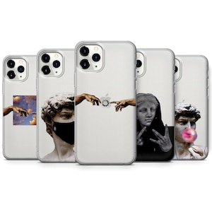 Transparent Michelangelo Phone Case Sculpture Art David Cover fit iPhone 17, 16, 15, 14, 13 fit Samsung S24FE, S25, A16, A26 fit Pixel 10, 9