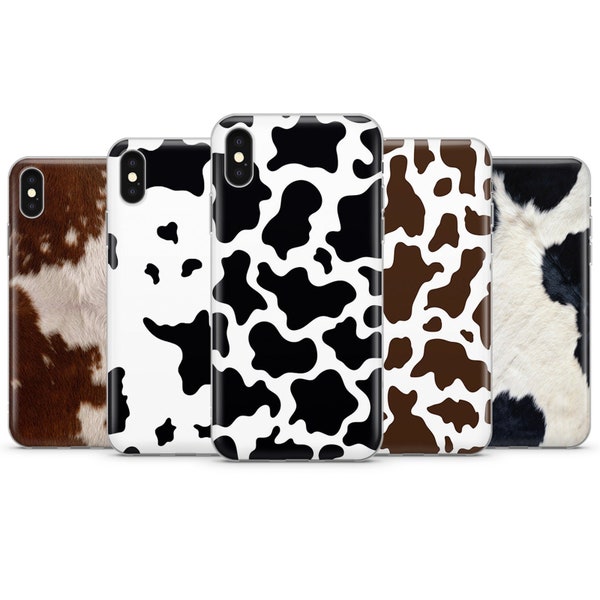 Cow Skin Handytasche Print Wild Animal Rubber Dalmatiner Punkte Handyhülle passend für iPhone 15, 14, 13, 12, passend für Samsung S21, S23, A14, passend für Pixel 8, 7A