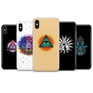 Funda para teléfono con diseño de mano de Hamsa y talismán del zodíaco, sol y luna, psicodélica, compatible con iPhone 16, 15, 14, compatible con Samsung S24fe, A16, compatible con Pixel 9