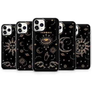 Custodia per telefono Sole e Luna Astrologica Copertura Malocchio Bumper Adatto per iPhone 16, 15, 14, 13, adatto per Samsung A16, A26, S25, S24Fe, adatto per Pixel 9, 8, 7