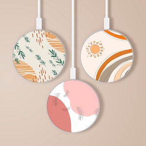 Aesthetic Boho Wireless Charger Line art 10W Wireless Desk Fast Charger For Qi Enabled Phones fit iPhone 16, 15, 14 fit Samsung fit Pixel 9