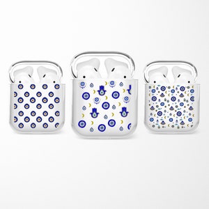 Evil Eye Talisman AirPods case Cat eye cover for AiPods Generation 1, 2, 3, Buds, Protective Aesthetic clear AirPod for Apple iPhone 16, 15