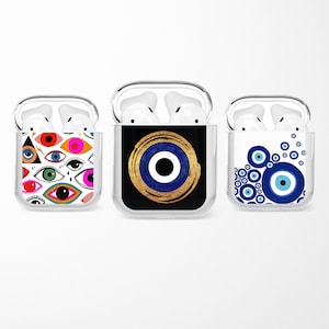 Evil Eye AirPods case Talisman Cat cover for AiPod Generation 1, 2, 3, Buds Protective clear case AirPod bumper, for Apple iPhone 16, 15, 14