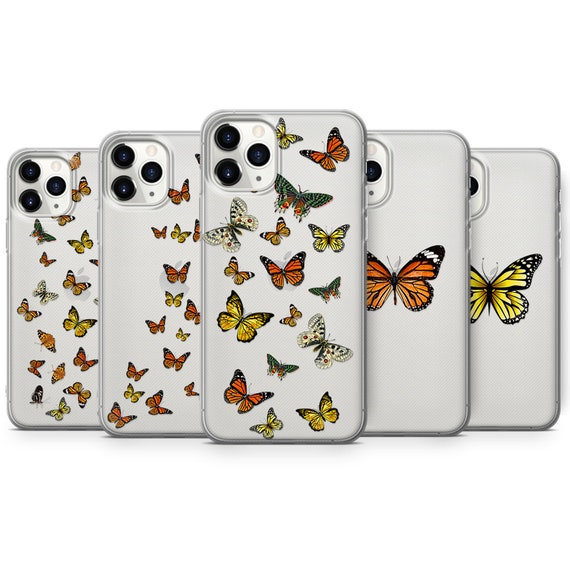 Clear Transparent Butterfly Phone Case bird art fly For iPhone 17, 16, 15, 14, 13, fit Samsung A16, S24Fe, A54, A35, A23, fit Pixel 10, 9, 8