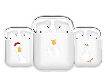 Cute Cartoon Goose AirPods Case, Cartoon Clear Colorful ShockProof Apple AirPod Cover,Airpods Pro Pro 2 1st 2nd 3r Gen Case iPhone 15, 14