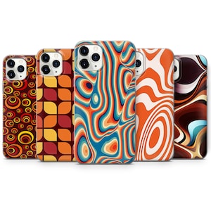 Coque de portable groovy hippie rétro années 70, psychédélique vintage, esthétique Love Peace des années 70, adaptée aux iPhone 16, 15, 14 Samsung A16, A54, A35 Pixel 9