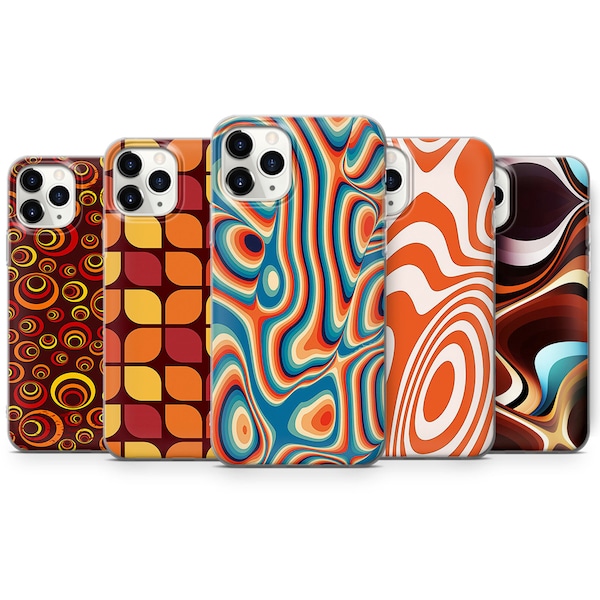 Hippie Retro 70s Groovy Phone Case Psychedelic Vintage Trippy Aesthetic cover 1970s Love Peace Abstract fit iPhone 15, 14 Samsung A54 Pixel8