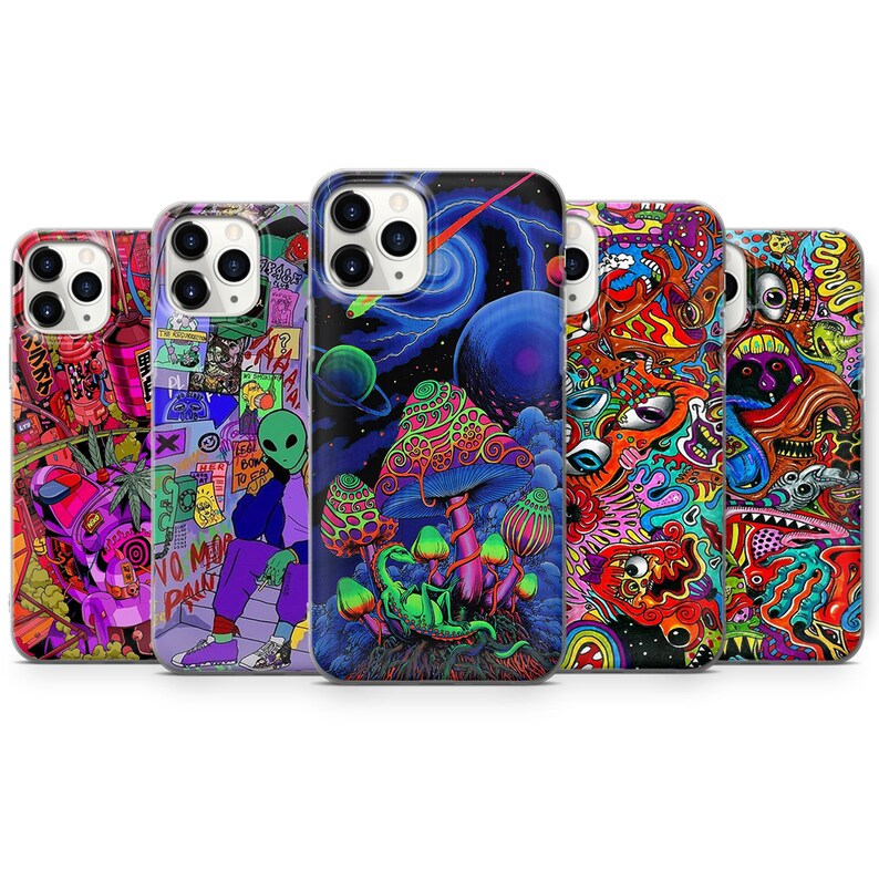 Psychedelic alien Trippy Phone Case Visuals Colours Cover fit | Etsy