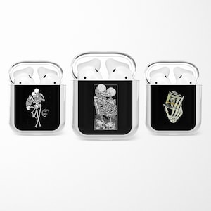 Skeleton AirPods case Bones RIP design cover for AiPods Generation 1, 2, 3, Buds Protective Death case AirPod, for Apple iPhone 16, 15, 14