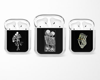 Skeleton AirPods case Abstract Bones RIP design cover for AiPods Generation 1, 2, 3, Buds Protective Death case AirPod, for Apple iPhone 15