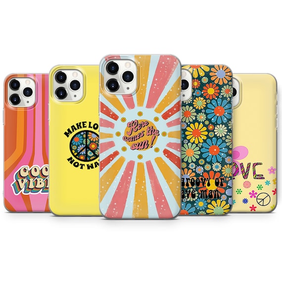 Retro Hippie Phone Case Groovy Stripes Cover Fits for iPhone