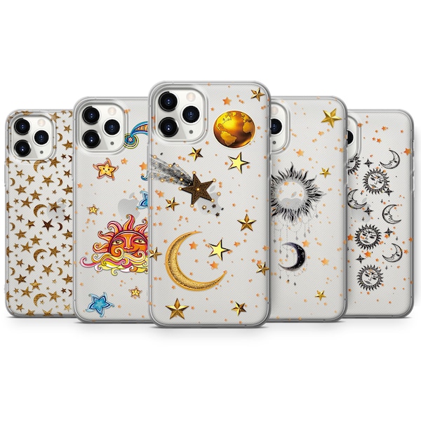 Sun and Moon Psychedelic Phone case Trippy Zodiac Vector Cover Tarot Card Bumper fit iPhone 15, 14, 13, 11, 12, fit Pixel 8, 7 fit Huawei P