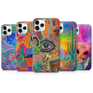Psychedelic Alien Trippy Phone Case Visuals Colours Sun Aesthetic Cover fit for iPhone 17, 16, 15, fit Samsung S24Fe, A56, A16, fit Pixel 10
