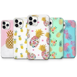 Custodia per telefono con ananas e frutti tropicali, estiva e fresca, adatta per iPhone 16, 15, 14, 13, 11, adatta per Samsung S23, A16, A24, A34, S24fe, adatta per Pixel 9, 8