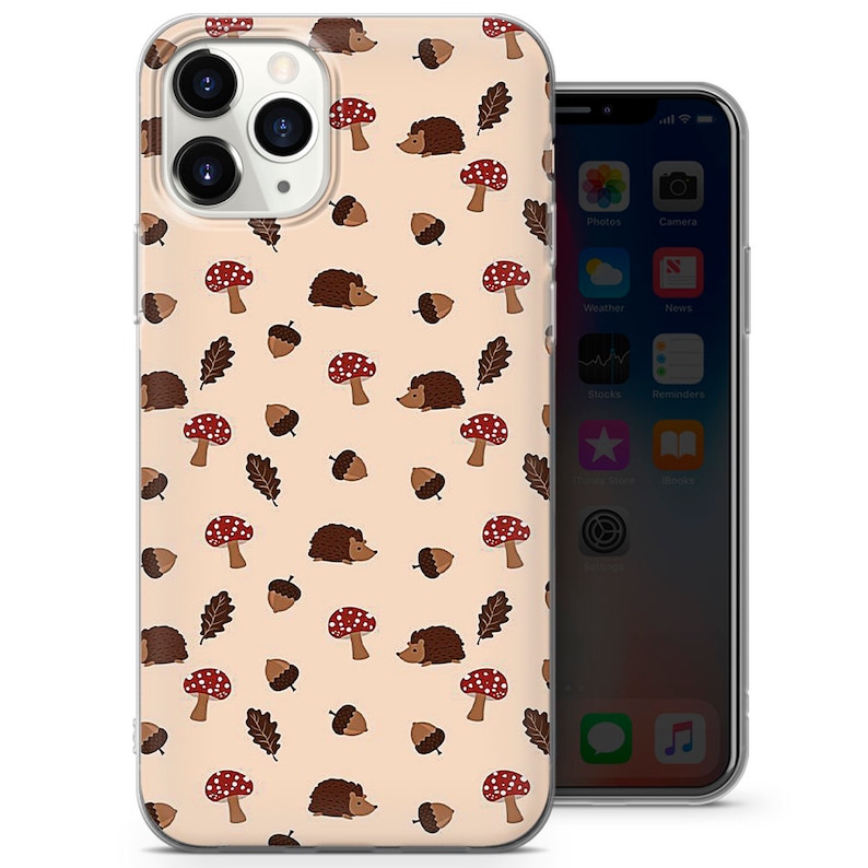 pattern Mushroom phone case Hedgehod art acorns