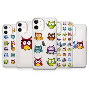 Funda de teléfono con búho para niños, diseño de pájaros de colores, diseño tropical, compatible con iPhone 16, 15, 14, 13, 12, 11, Samsung A20e, A14, S23, Pixel 9, 8, 7