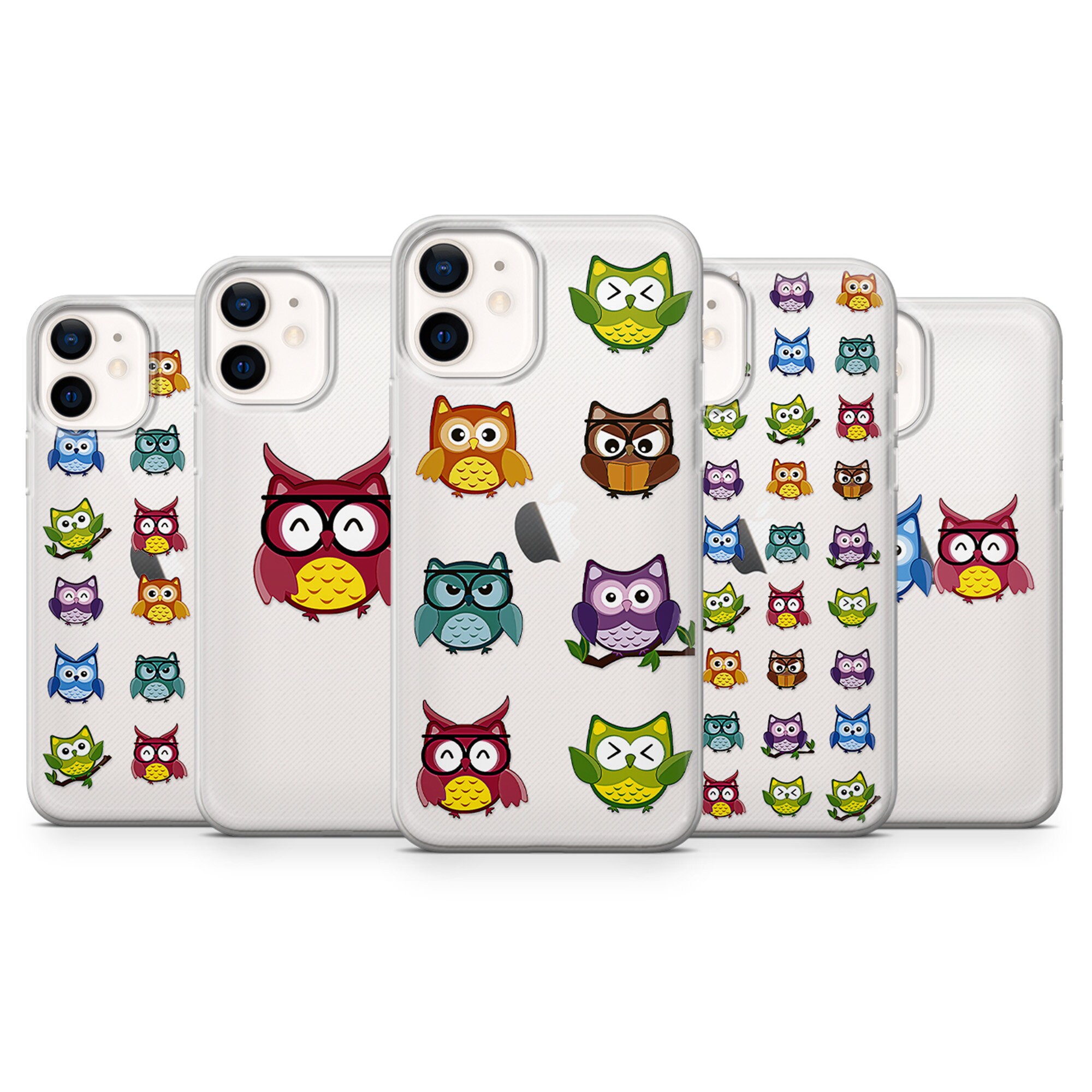 Owl Phone Case kids Colored Bird Tropical art Cover cartoon fit iPhone 16, 15, 14, 13, 12, 11, fit Samsung A20e, A14, S23, fit Pixel 9, 8, 7