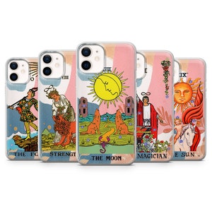 Capa de telefone psicodélica psicodélica estética com cartas de tarô Boho, compatível com Google Pixel 9, 8, 7, 6, Pro OnePlus 9 9Pro 10Pro, Xiaomi, iPhone 16