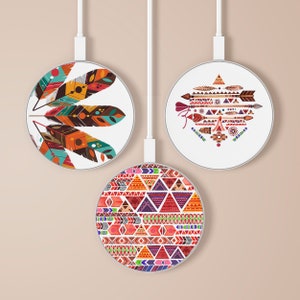 Boho Wireless Charger Indian Charging Station for iPhone 16, 16e, 15, 14, 13, 12, Pro Max, Samsung A16, S25, S24fe, A36, A56, Pixel 9, 8, 7