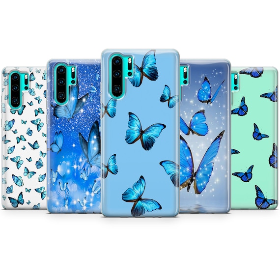 Blue Butterfly Phone Case Elegant Pattern Fly Cover Pastel Skin Fit iPhone  15, 14, 13, 12, Fit Samsung S21fe, A14, S23, Fit Pixel 8, 7A, 7, -   Israel