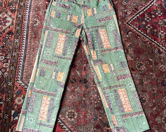 Vintage 1960's Big E Levis for Gals Sta-Prest Aztec Boho Print Pants