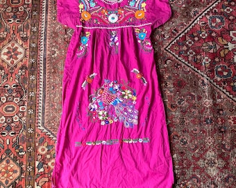 Vintage 70s Handmade Mexican Embroidered Dress