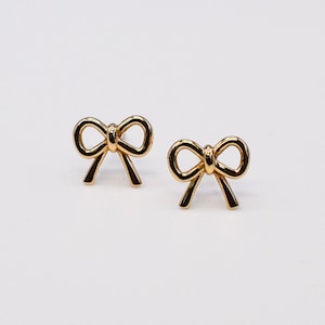 Solid Gold Small Bow Studs - Delicate Studs, Trendy Jewelry, Dainty Earrings, 14K Gold Gift Solid