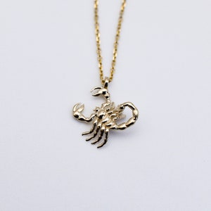 Solid Gold Scorpion Necklace - Delicate Scorpio Jewelry, Dainty Charm Necklace, 14K Gold Gift