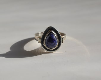 Vintage Lapis Lazuli Ring - Sterling Silver Ring, Trendy Retro Jewelry, Handmade Gift