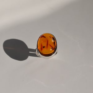 Vintage Amber Ring, Amber Jewelry, Vintage Jewelry, Sterling Silver Jewelry, Sterling Silver Ring, Vintage Sterling Silver Ring