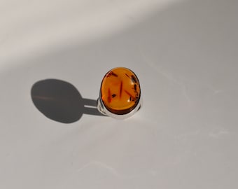Vintage Amber Ring, Amber Jewelry, Vintage Jewelry, Sterling Silver Jewelry, Sterling Silver Ring, Vintage Sterling Silver Ring