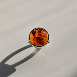 Vintage Amber Ring, Amber Jewelry, Vintage Jewelry, Sterling Silver Jewelry, Sterling Silver Ring, Vintage Sterling Silver Ring