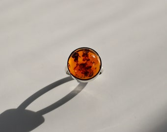 Vintage Amber Ring, Amber Jewelry, Vintage Jewelry, Sterling Silver Jewelry, Sterling Silver Ring, Vintage Sterling Silver Ring