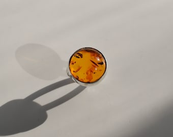 Vintage Amber Ring, Amber Jewelry, Vintage Jewelry, Sterling Silver Jewelry, Sterling Silver Ring, Vintage Sterling Silver Ring