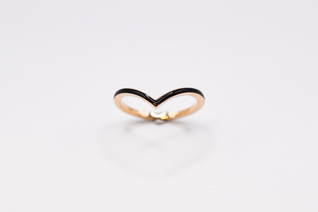 Enamel Chevron Stackable Ring - Minimalist Curved Stacking Jewelry ...