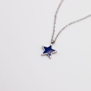 Sterling Silver Star Charm Necklace – Colorful Enamel Pendant, Dainty Celestial Jewelry, Layering Necklace Gift